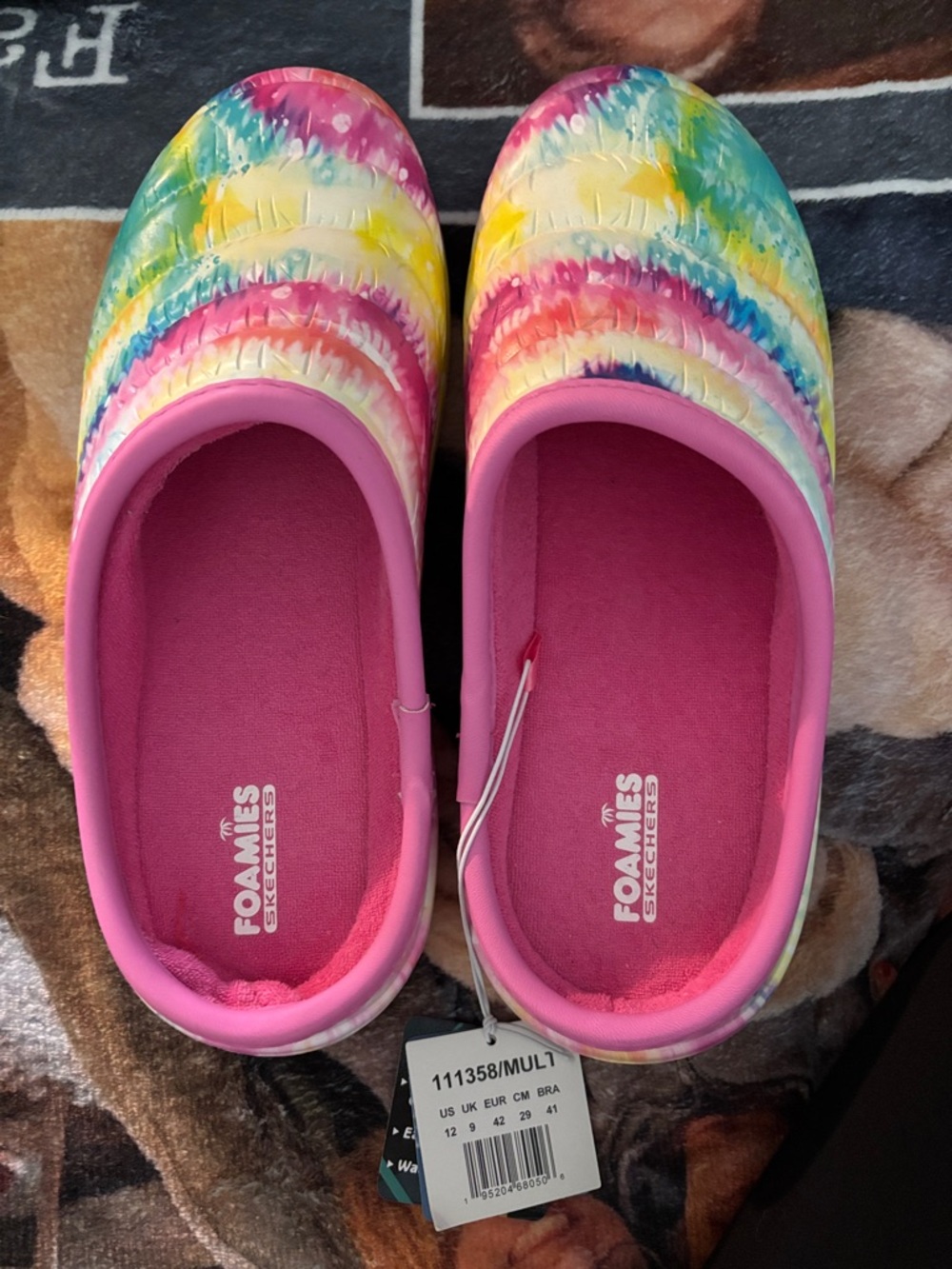 Skechers women’s Tie-Dye Foamies Slip-On Clog - Pink/Multi size 12